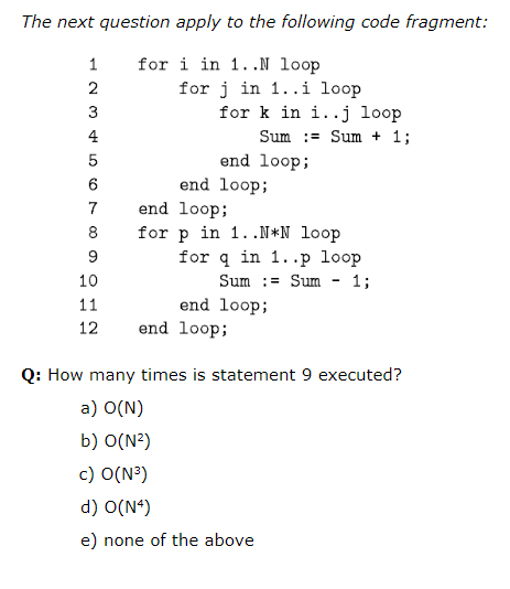 Solved The next question apply to the following code | Chegg.com