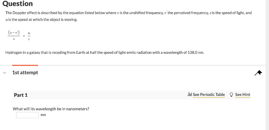 Question The Doppler effect is described by the | Chegg.com
