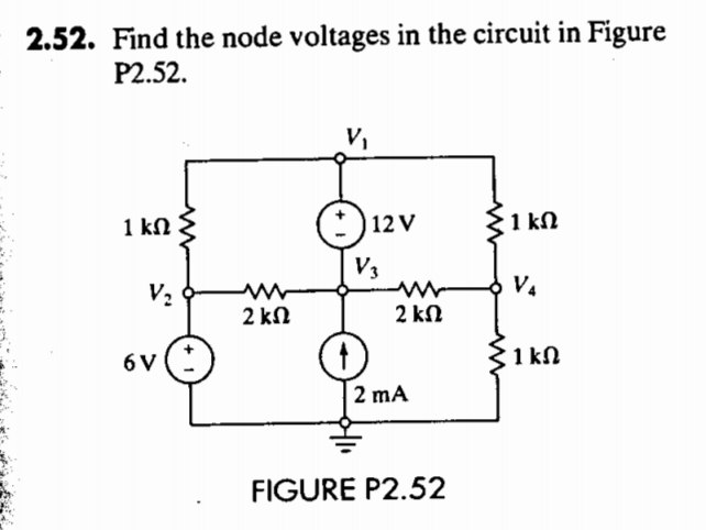 Solved 2.52. Find the node voltages in the circuit in Figure | Chegg.com