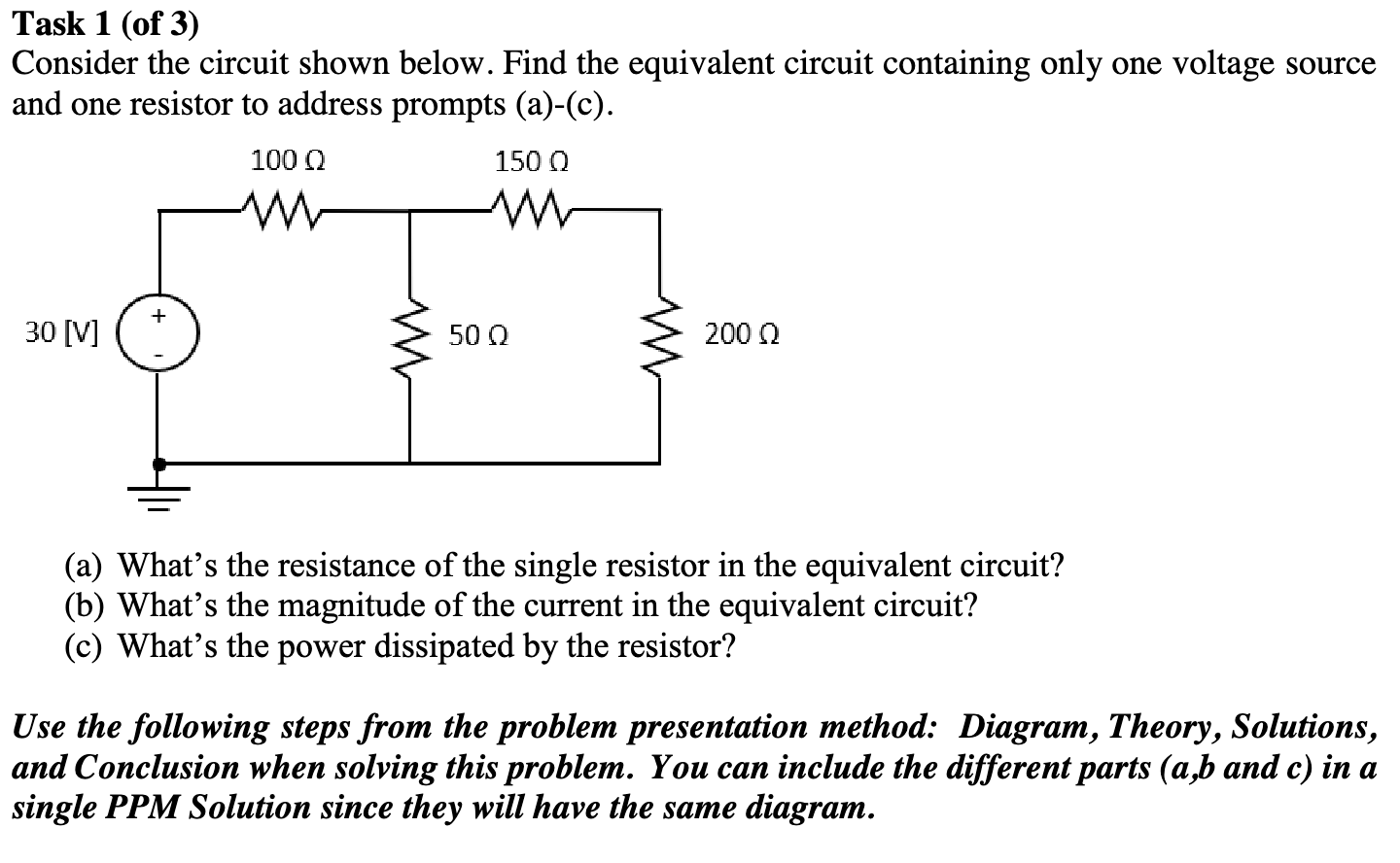 Solved Task 1 (of 3) Consider The Circuit Shown Below. Find | Chegg.com