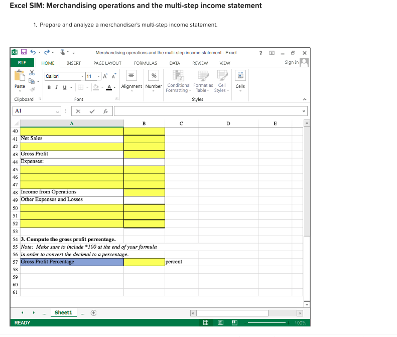 Solved Excel SIM Merchandising operations and the