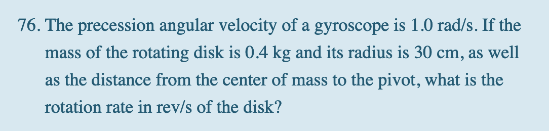 Solved The Precession Angular Velocity Of A Gyroscope Chegg Com