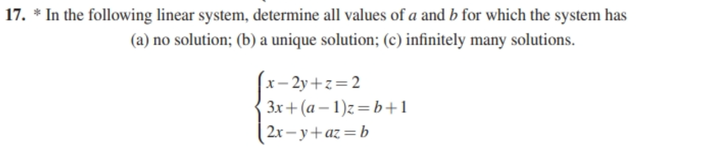 Solved 17. * In The Following Linear System, Determine All | Chegg.com