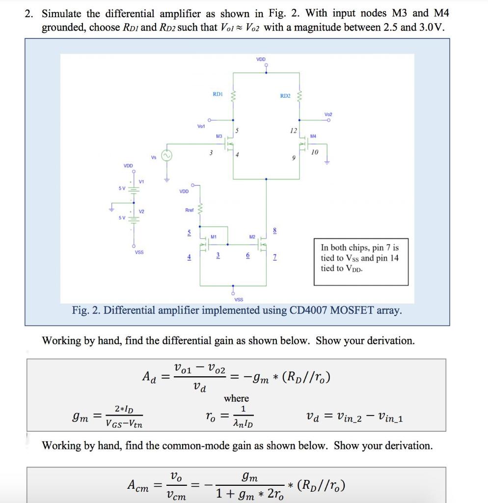 Solved 2. Simulate the differential amplifier as shown in | Chegg.com