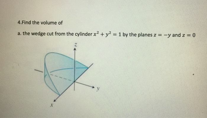 Solved 4.Find the volume of a. the wedge cut from the | Chegg.com