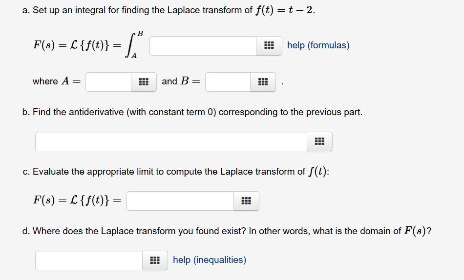 Solved a. Set up an integral for finding the Laplace | Chegg.com