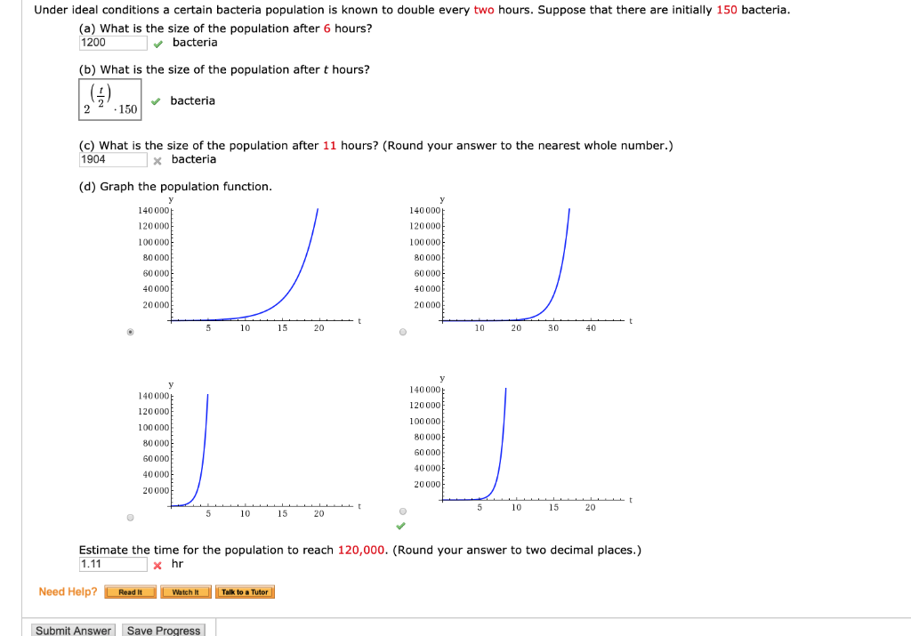 Solved Under Ideal Conditions A Certain Bacteria Population | Chegg.com