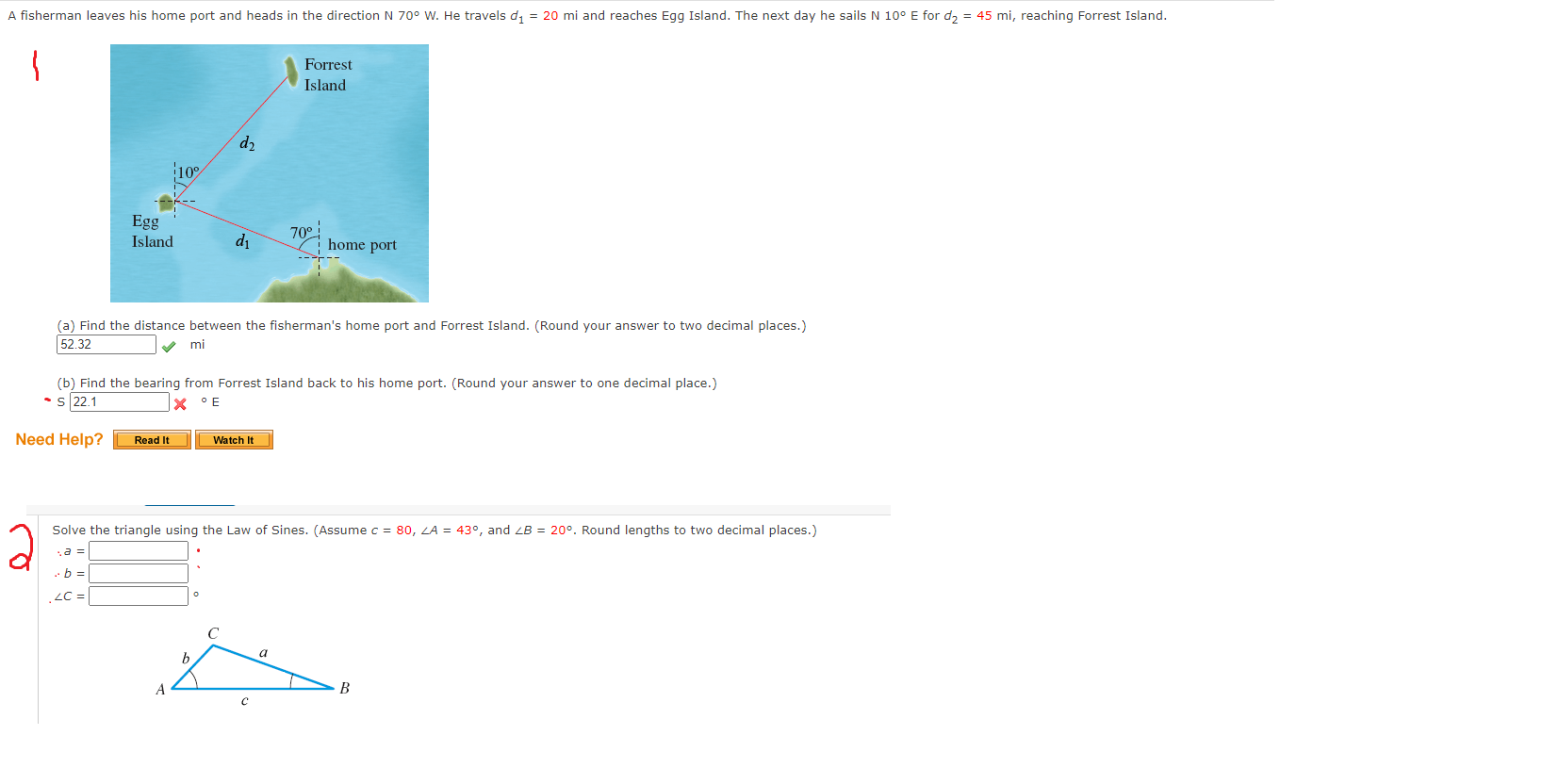 Solved A fisherman leaves his home port and heads in the