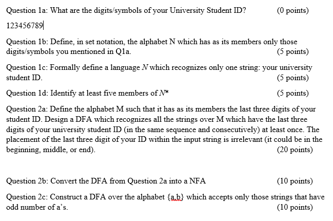 Solved Question la: What are the digits/symbols of your | Chegg.com