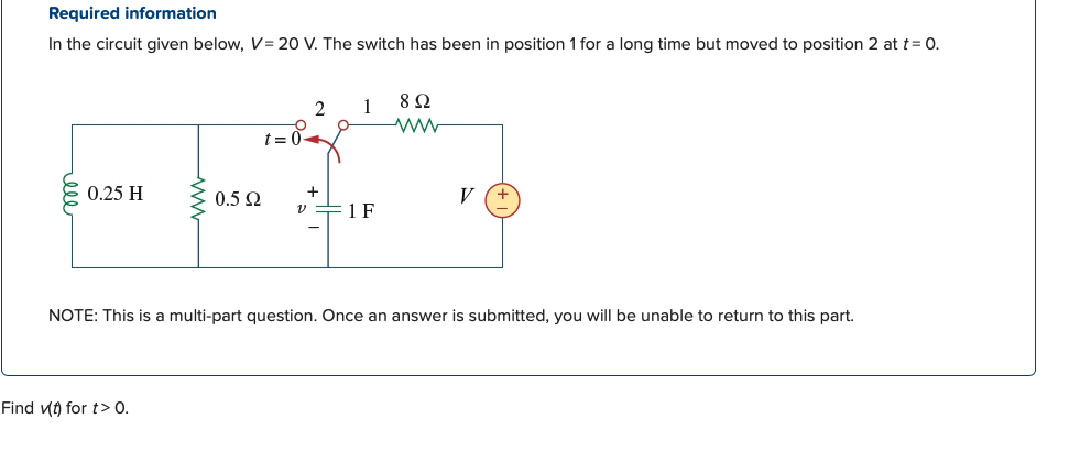 Solved Required information In the circuit given below, V = | Chegg.com