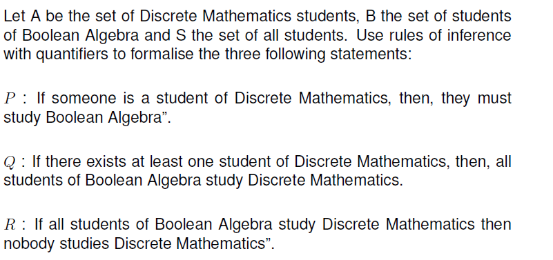 Solved Let A Be The Set Of Discrete Mathematics Students, B | Chegg.com