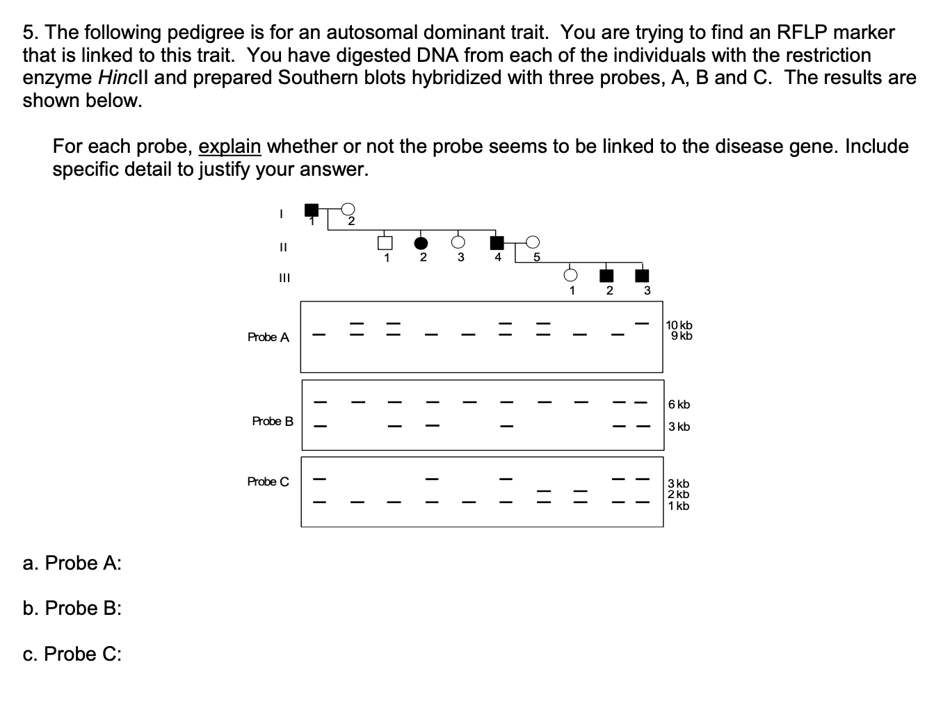 Solved 5. The following pedigree is for an autosomal | Chegg.com