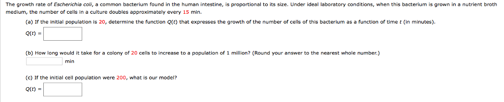 Solved The growth rate of Escherichia coli, a common | Chegg.com