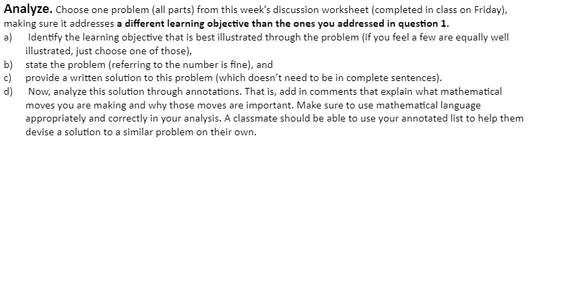 Solved Analyze. Choose one problem (all parts) from this | Chegg.com