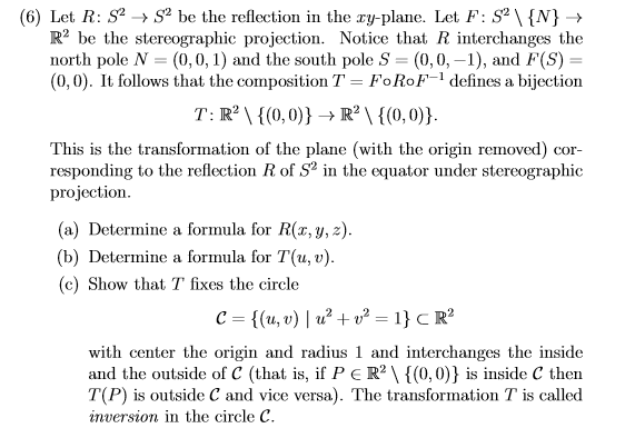 6 Let R S2 S2 Be The Reflection In The Cy Pla Chegg Com