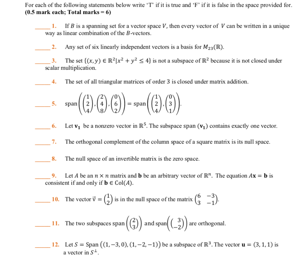 Solved For Each Of The Following Statements Below Write Chegg Com