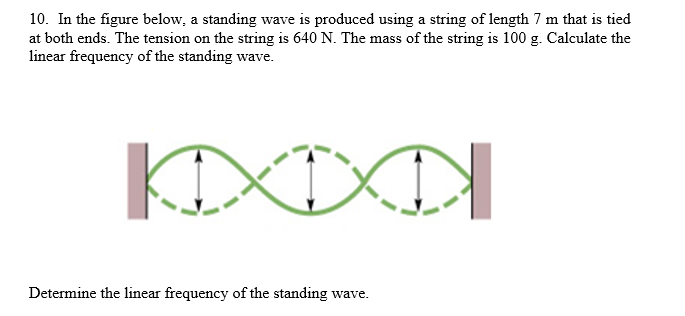 Solved 10. In the figure below, a standing wave is produced | Chegg.com