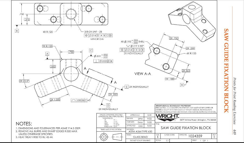 Solved Drawing 17 - Saw Guide Fixation The following print | Chegg.com