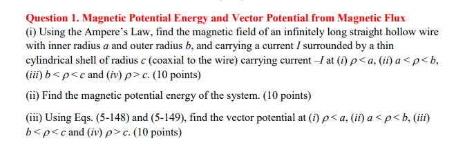 Solved Question 1. Magnetic Potential Energy And Vector | Chegg.com