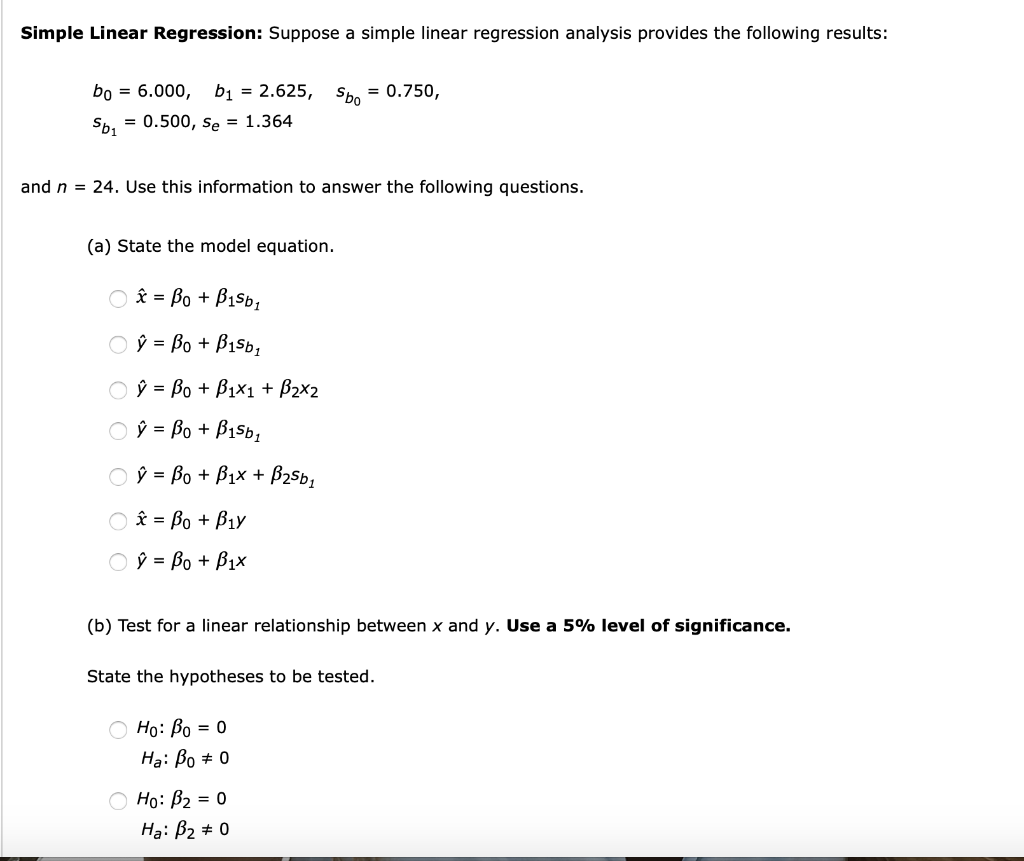 Simple Linear Regression: Suppose a simple linear | Chegg.com