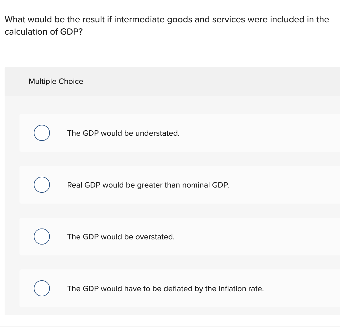 Solved What would be the result if intermediate goods and | Chegg.com