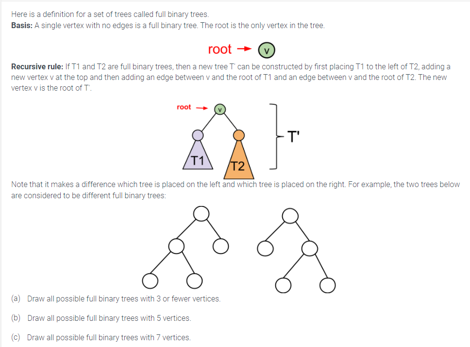 Solved Here is a definition for a set of trees called full | Chegg.com