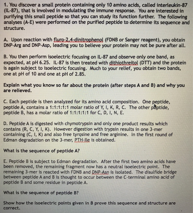 Solved How do I figure out the sequence of peptide A and | Chegg.com