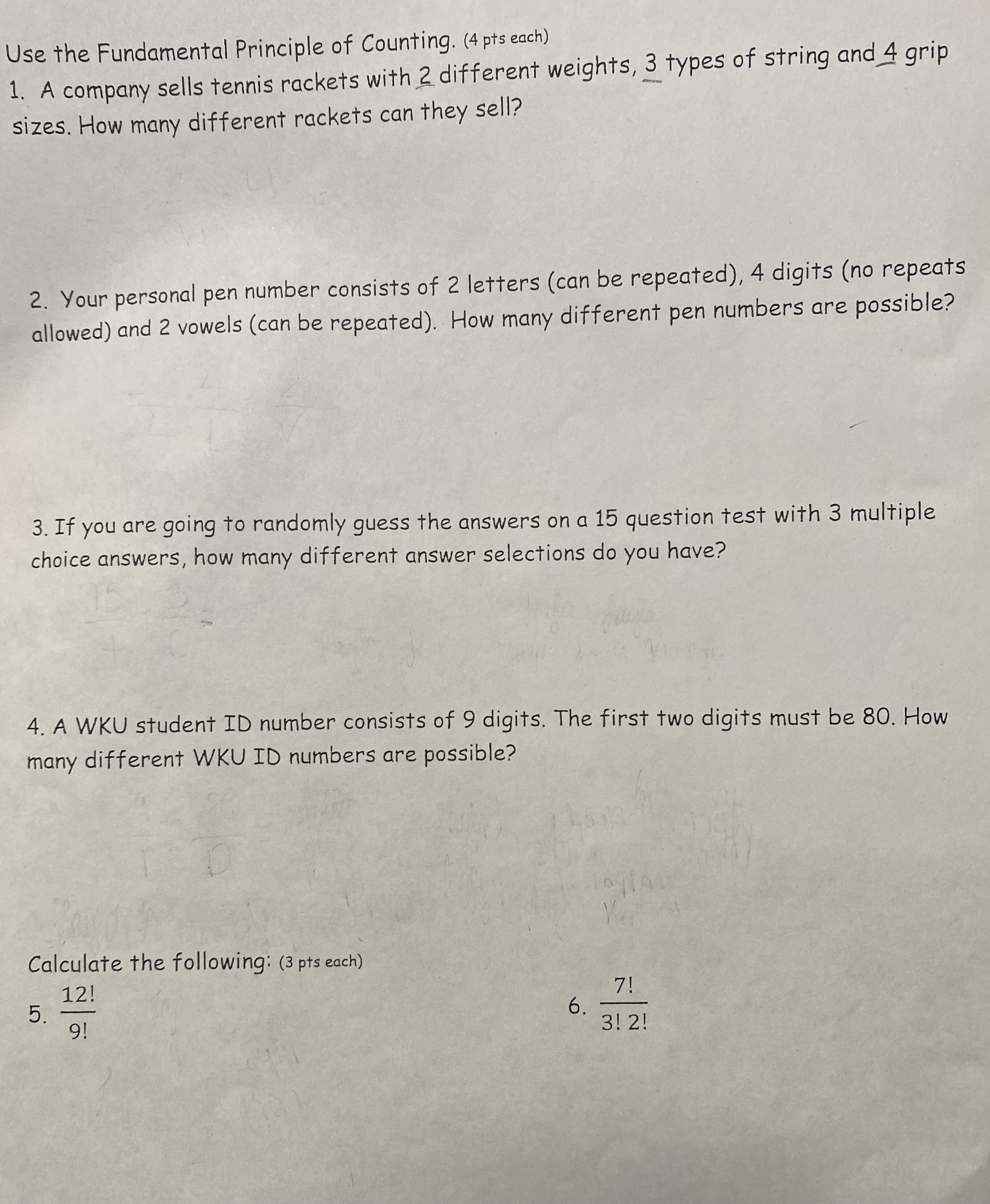 Solved Use the Fundamental Principle of Counting. (4 pts | Chegg.com