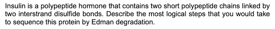 Insulin is a polypeptide hormone that contains two | Chegg.com