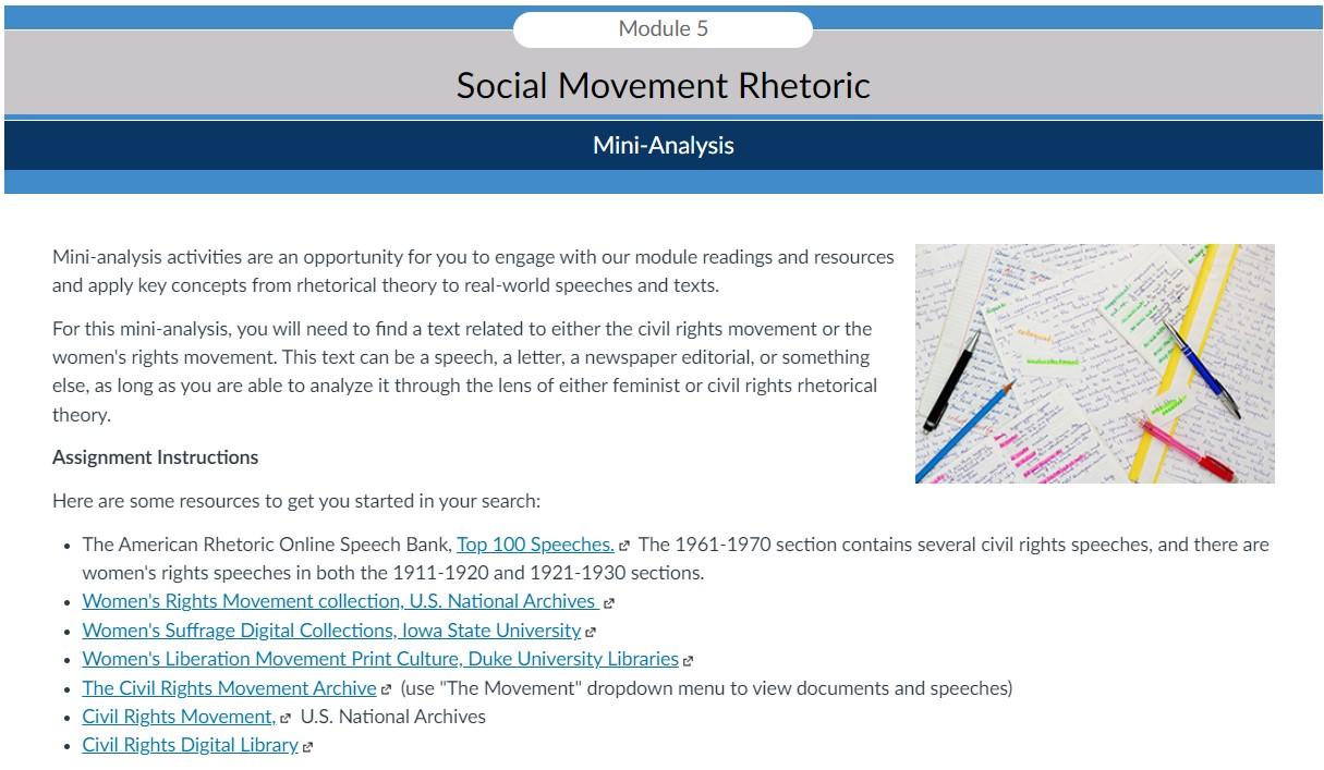 Social Movement Rhetoric Mini-Analysis Mini-analysis | Chegg.com