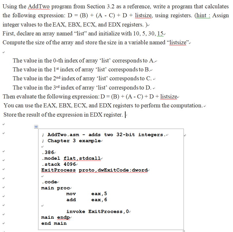 Using the AddTwo program from Section 3.2 as a | Chegg.com