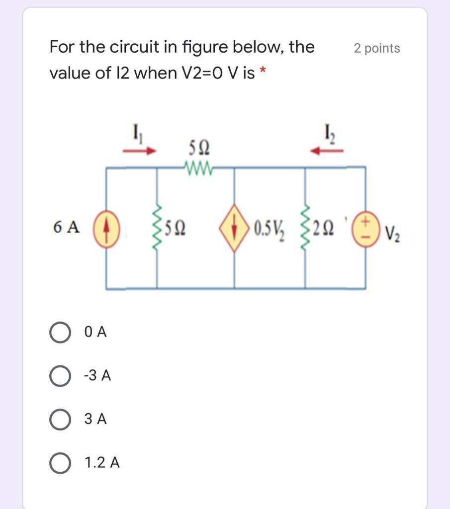 Solved 2 points For the circuit in figure below, the value | Chegg.com