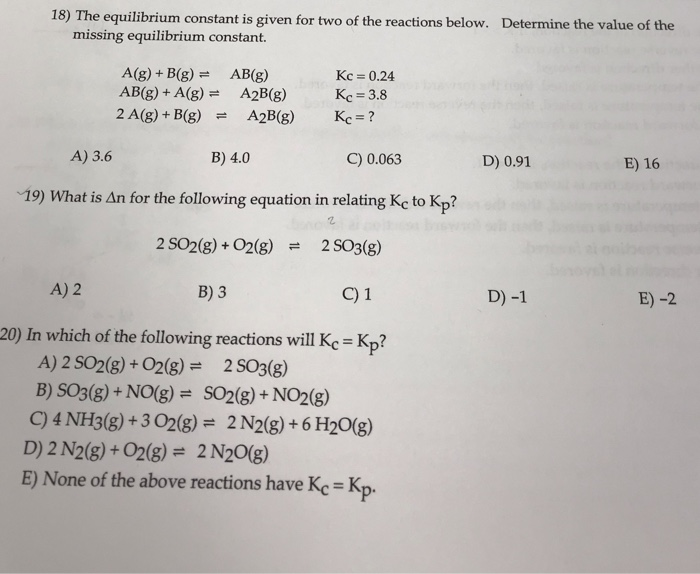 equilibrium constant homework