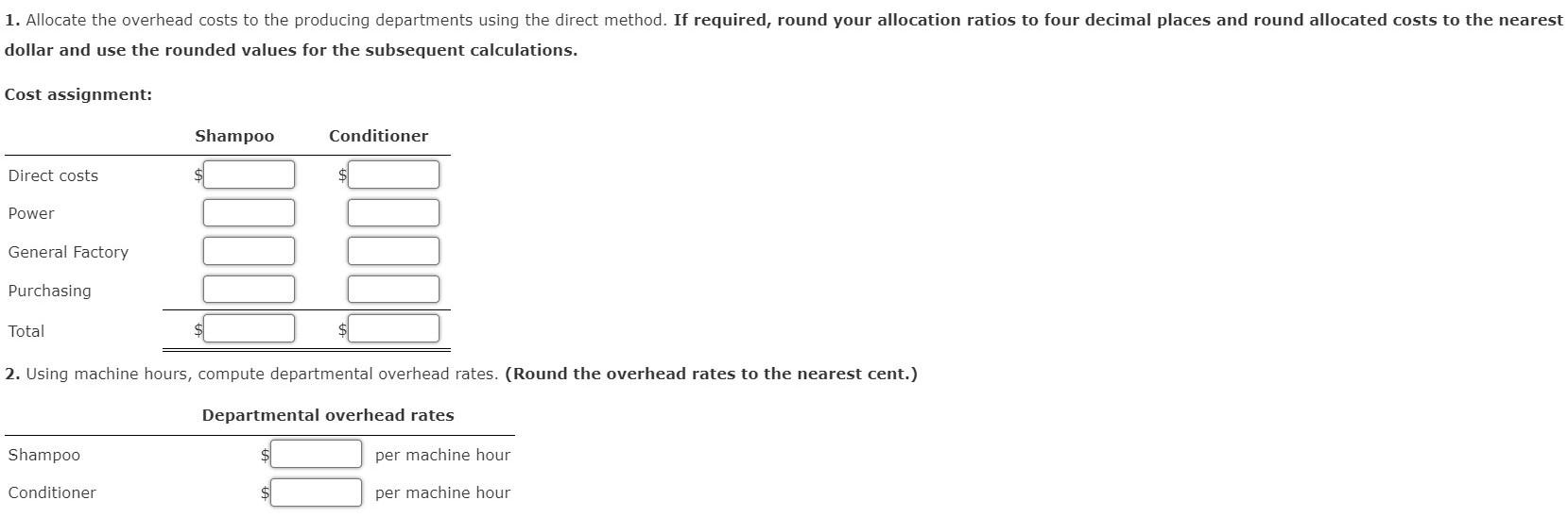 Solved Direct Method and Overhead Rates Jasmine Company | Chegg.com