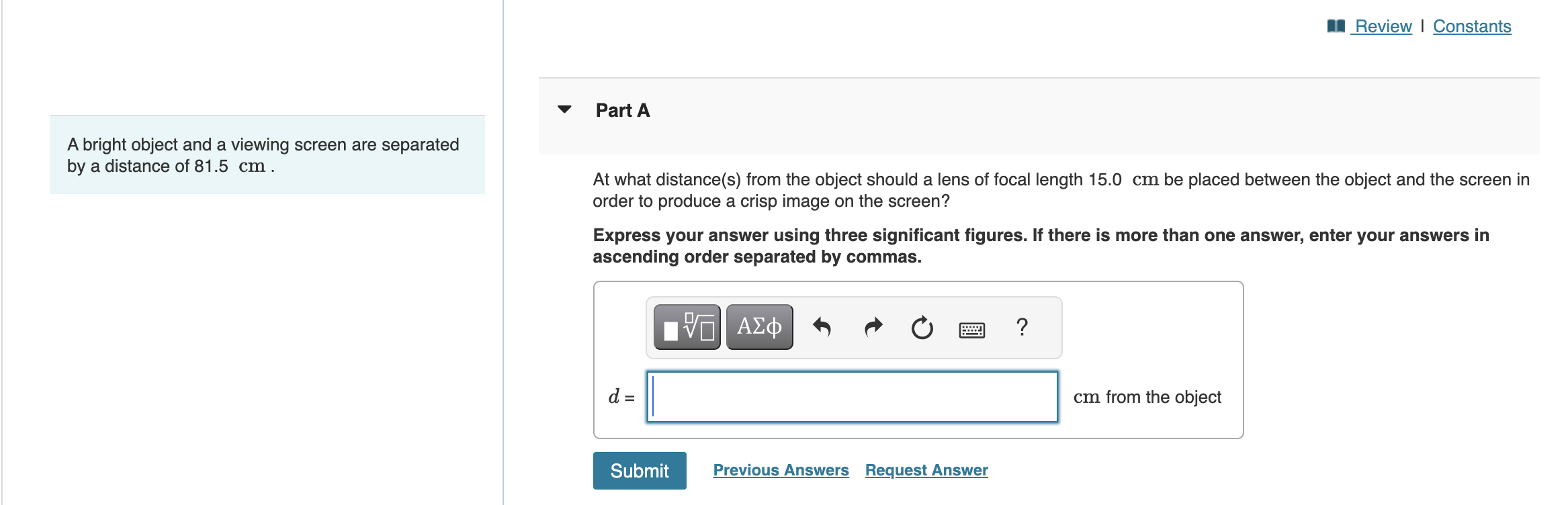 Solved Review I Constants A bright object and a viewing | Chegg.com