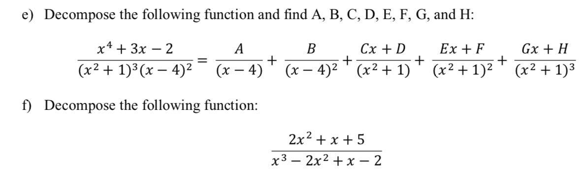 Solved Find the terms of the partial fraction decomposition | Chegg.com