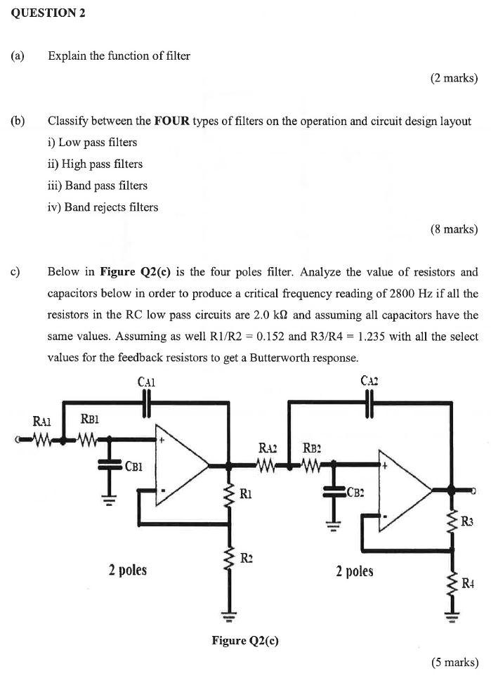 Solved QUESTION 2 (a) Explain the function of filter (2