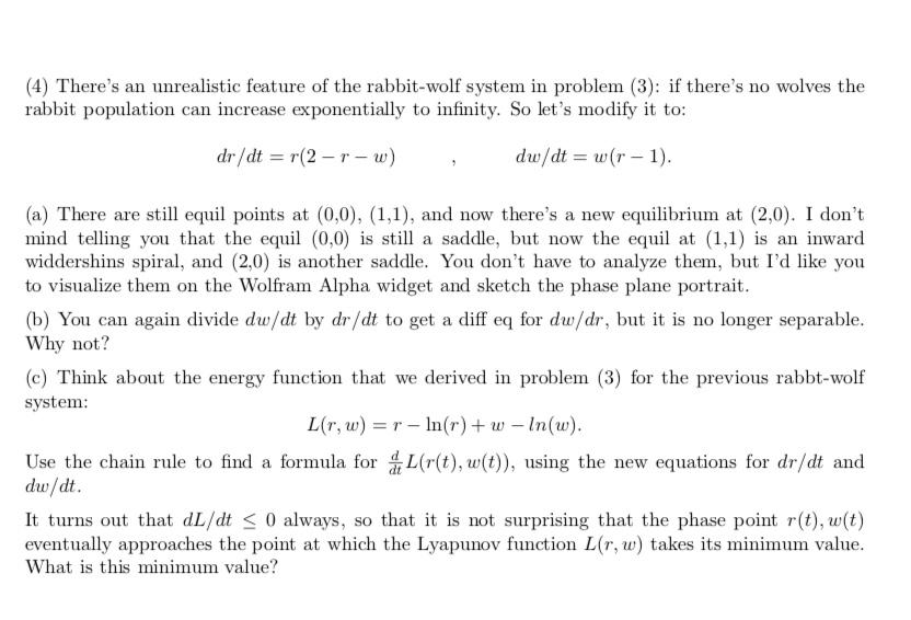 Solved (4) There's an unrealistic feature of the rabbit-wolf | Chegg.com