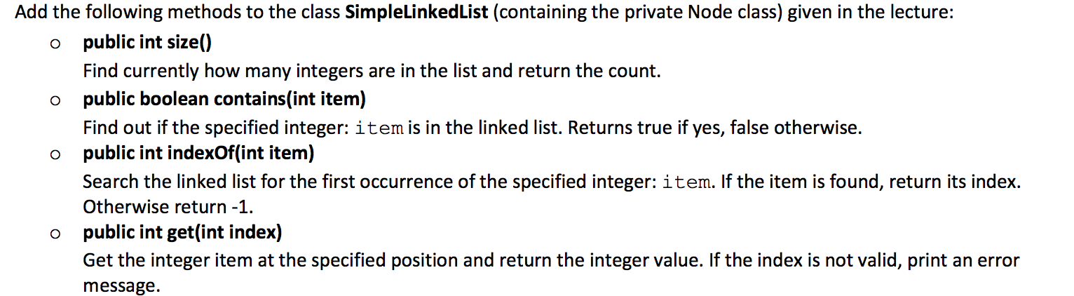 Solved Add the following methods to the class | Chegg.com