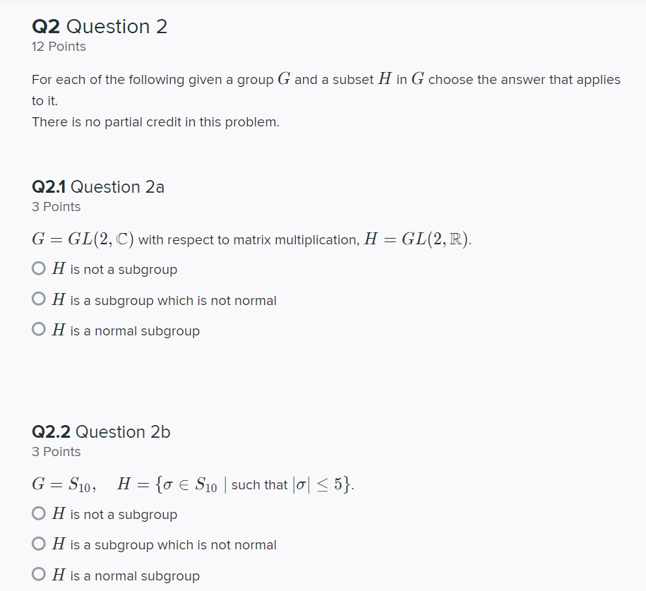 Solved Q2 Question 2 12 Points For each of the following | Chegg.com