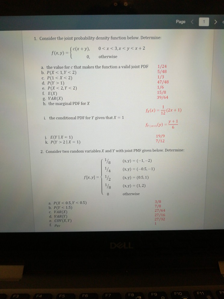 Solved Page 1. Consider the joint probability density | Chegg.com