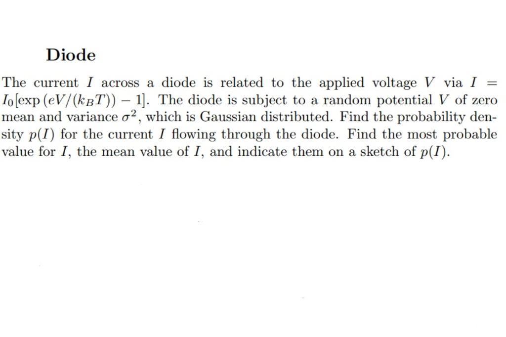 Solved Diode The current I across a diode is related to the | Chegg.com