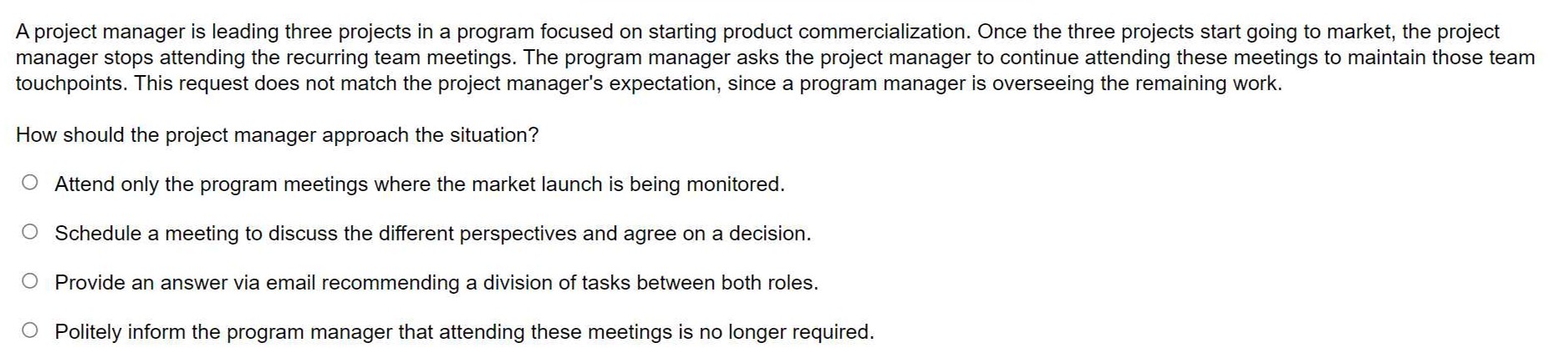 Solved A project manager is leading three projects in a | Chegg.com
