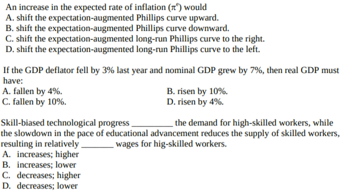 Solved An increase in the expected rate of inflation (Tº) | Chegg.com