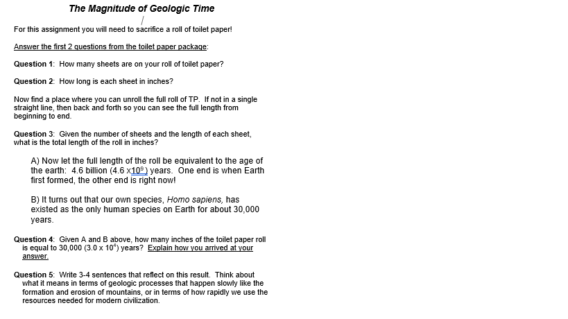 Solved The Magnitude of Geologic Time For this assignment | Chegg.com