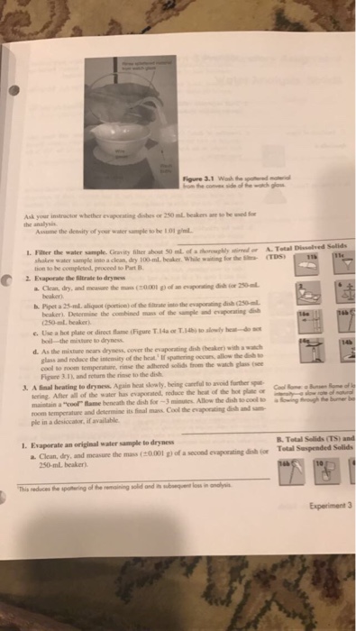 Experiment 3 Water Analysis: Solids To determine the | Chegg.com