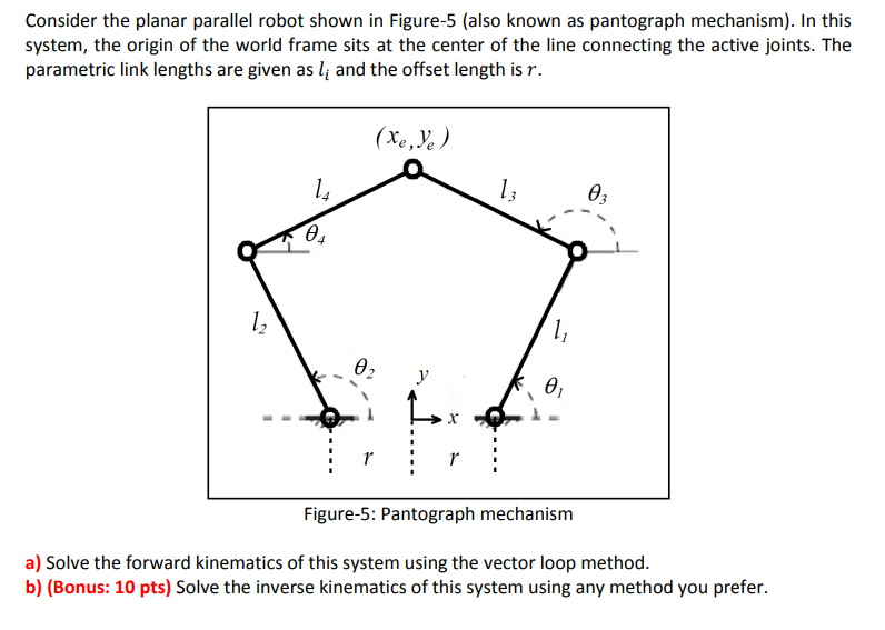 Consider the planar parallel robot shown in Figure-5 | Chegg.com