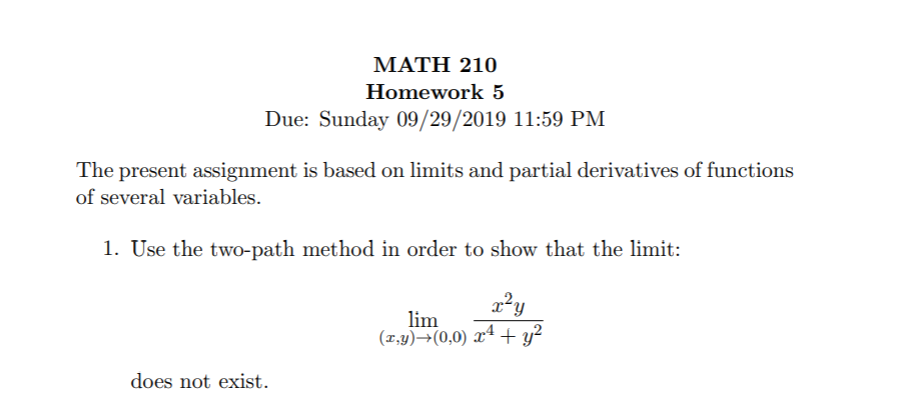 Solved MATH 210 Homework 5 Due: Sunday 09/29/2019 11:59 PM | Chegg.com