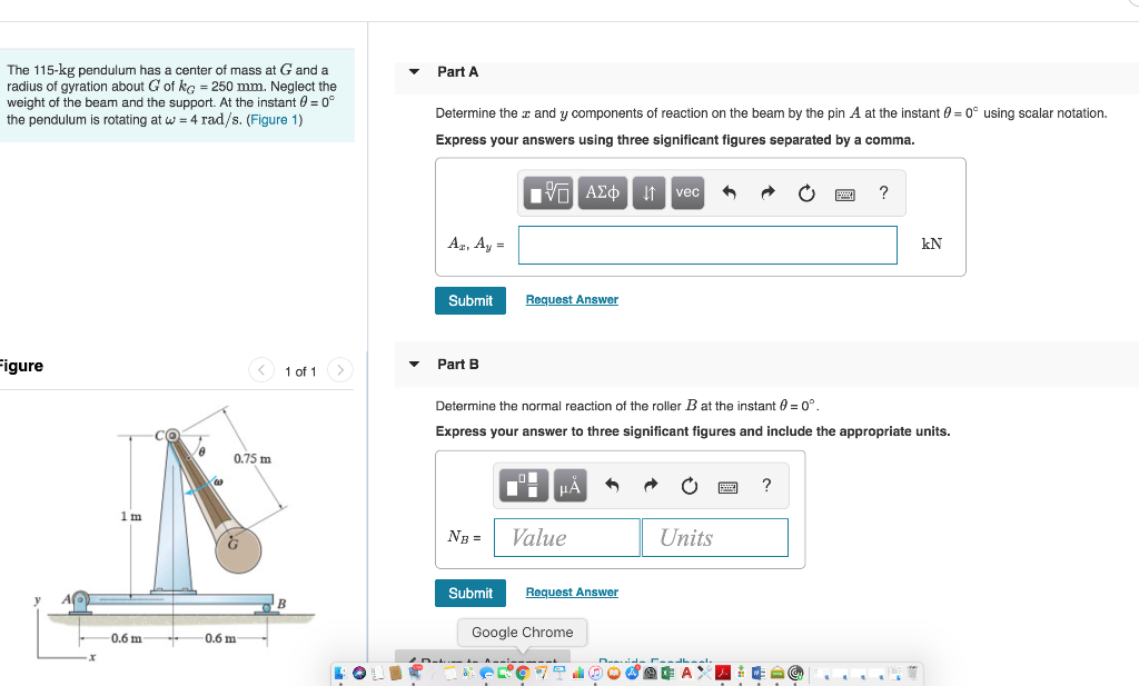 Solved The 115-kg pendulum has a center of mass at G and a | Chegg.com