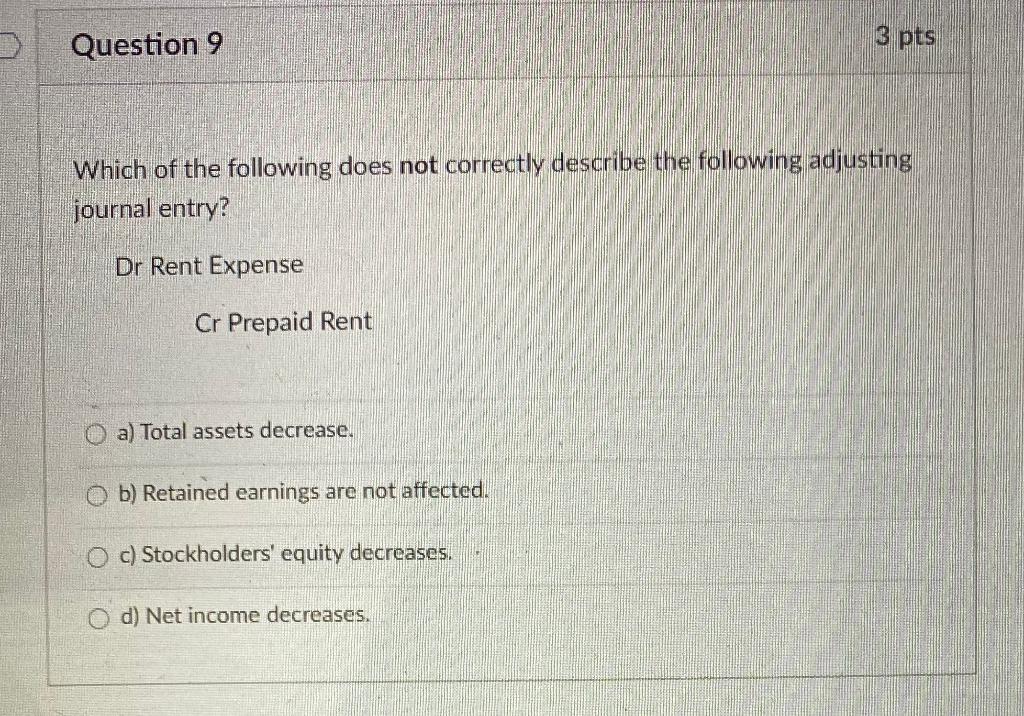 Solved Question 9 3 pts Which of the following does not | Chegg.com
